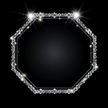 an octagonal frame made of diamonds on a black background generative ai photo