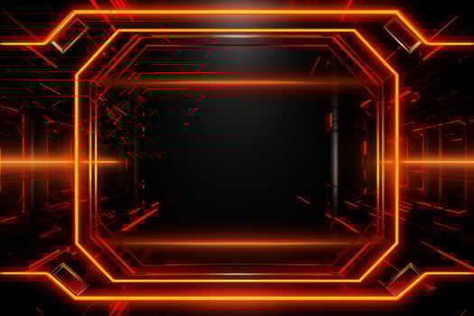 futuristic background with neon lights and a square frame generative ai photo