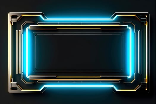 Abstract high tech black border, futuristic technology background, Generative AI photo