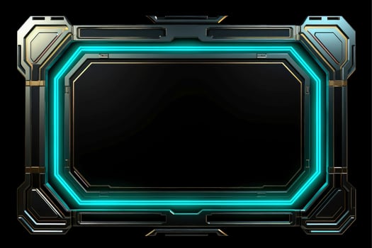 Abstract high tech black border, futuristic technology background, Generative AI photo