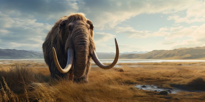 Majestic mammoth in natural habitat. AI generative. photo