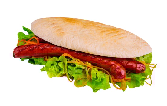Hot dog - sandwich with sausage in pita photo