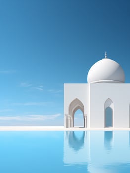 Islamic ramadan greeting card design with islamic background composition Ai generated photo