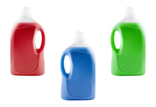 liquid soap or detergent in a plastic bottles photo