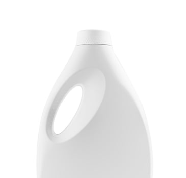 Plastic detergent container isolated on white background photo
