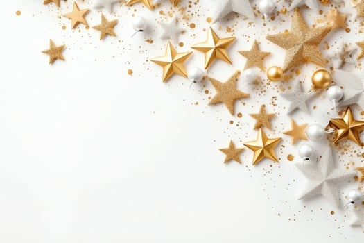 Christmas composition with gift boxes, card balls fir branches pine cones with copy space. Christmas by AI Generated photo