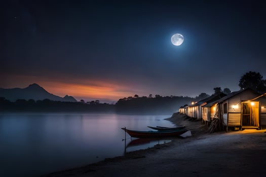 photo wallpaper the moon, the sky, the water, the moon, the lake, the moon. AI-Generated