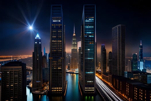 the city of dubai at night. AI-Generated photo