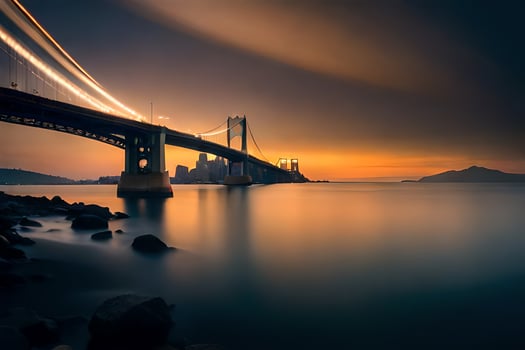the golden hour, bridge, bridge, bridge, bridge, bridge, bridge, bridge, bridge. AI-Generated photo