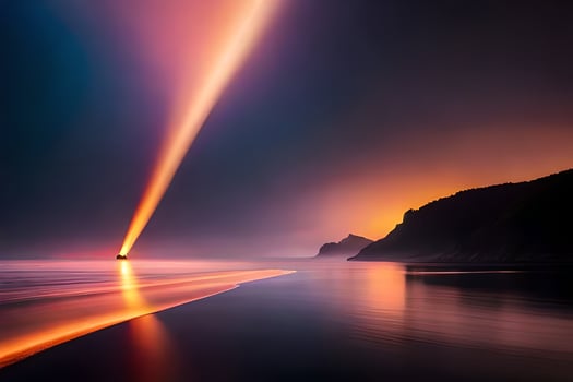 a long exposure photograph of a lighthouse in the ocean. AI-Generated photo