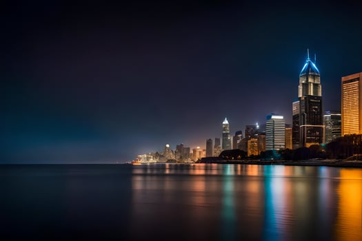 the chicago skyline at night. AI-Generated photo