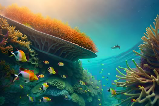 a coral reef with fish and corals. AI-Generated photo