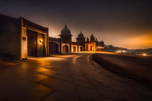 the road to the mosque. AI-Generated photo