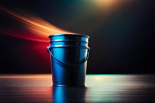 a black bucket with a light trail behind it. AI-Generated photo