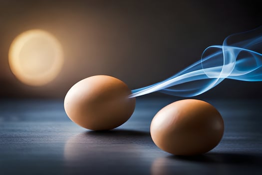 two eggs are being blown by smoke. AI-Generated photo
