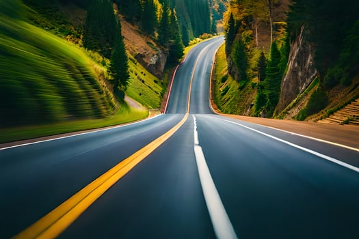 a long, winding road in the mountains. AI-Generated photo