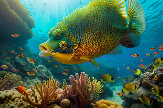 fish in the ocean with coral and other fish. AI-Generated photo