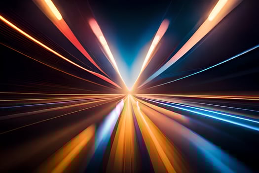 a blurry image of a car driving on a road. AI-Generated photo