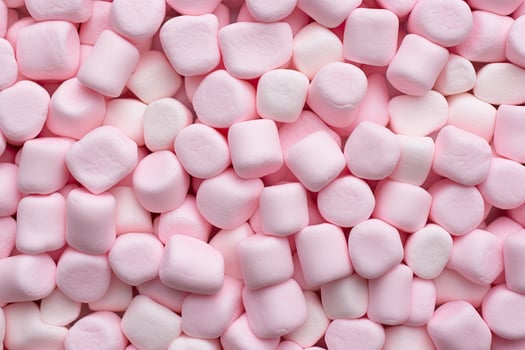 Pink and white marshmallows background. Top view. Flat lay, pink marshmallow for Valentine Day as background and texture, AI Generated photo
