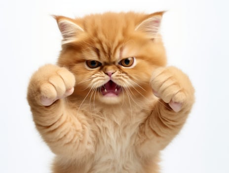awesome epic photo of cat on white background national geographic style AI Generative