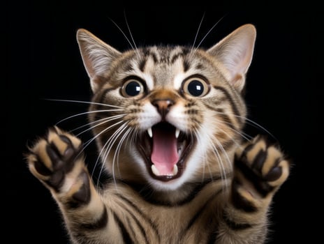 awesome epic photo of cat on white background national geographic style AI Generative