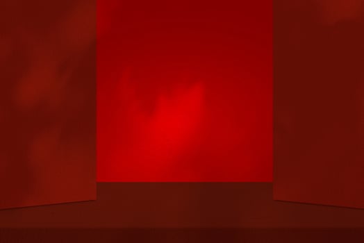 Dark Stone Table with Red Stucco Wall Texture Background with Spotlight and Shadow, Suitable for Product Presentation Backdrop, Display, and Mock up. photo