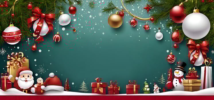 Christmas holiday background or template for a greeting card or banner with copy space for a text by ai generated photo
