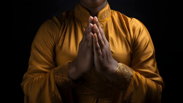 Prayer of Faith, Hands in Yellow Robe with Gold Accents photo