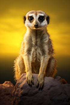 A Meerkat Sitting on Top of a Large Rock AI Generated photo