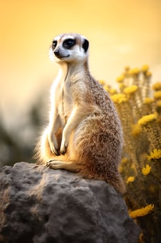A Meerkat Sitting on Top of a Large Rock AI Generated photo