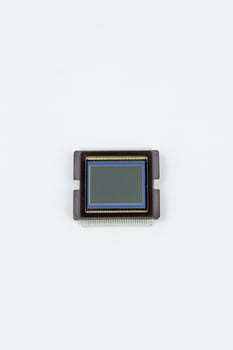 Image sensor inside digital camera, ccd, cmos on white background photo