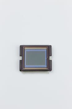 Image sensor inside digital camera, ccd, cmos on white background photo