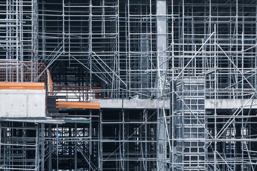 Steel structure In the construction site is under construction photo