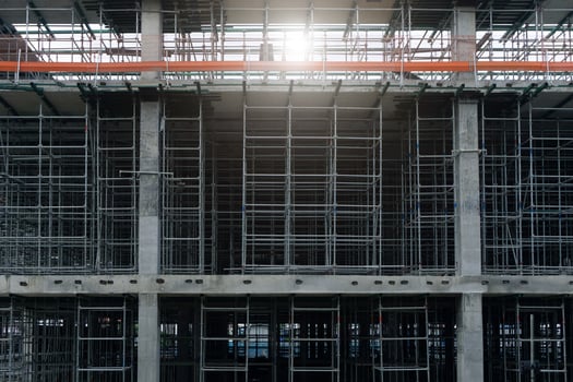 Steel structure In the construction site is under construction photo
