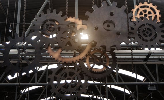 Engine Gears Machine parts wheels and sunlight effect photo