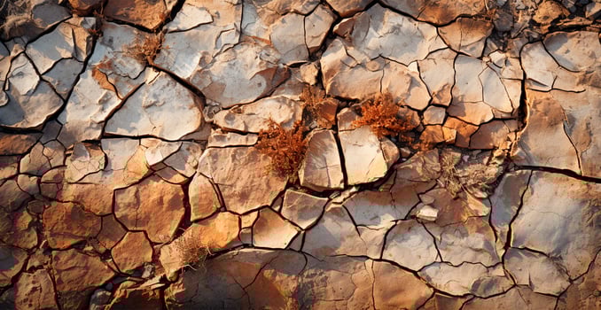 Cracked dry ground, global drought, ground texture, panoramic background - AI generated image photo