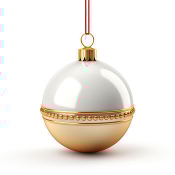 christmas baubles in the snow, holiday balls hanging, christmas background, ai generative photo