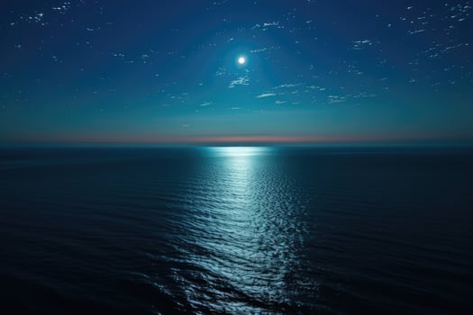 A full moon shining over the ocean at night photo