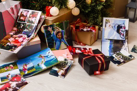 family photo album near the Christmas tree