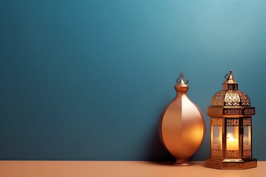 Eid mubarak and ramadan kareem greetings with islamic lantern and mosque. Eid al fitr background. Eid al fitr background of window concept by AI Generated photo
