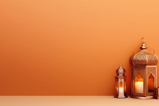 Eid mubarak and ramadan kareem greetings with islamic lantern and mosque. Eid al fitr background. Eid al fitr background of window concept by AI Generated photo