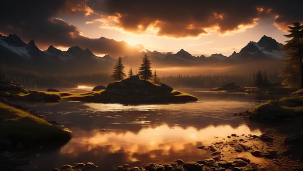 lake and mountains. photo