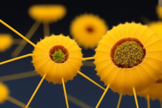 Science micro biology concept. Yellow Corona virus outbreak epidemic. photo
