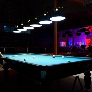 Russian billiards. Playing billiards in a nightclub. photo