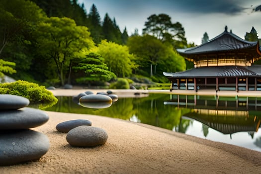 the japanese garden in the park. AI-Generated photo