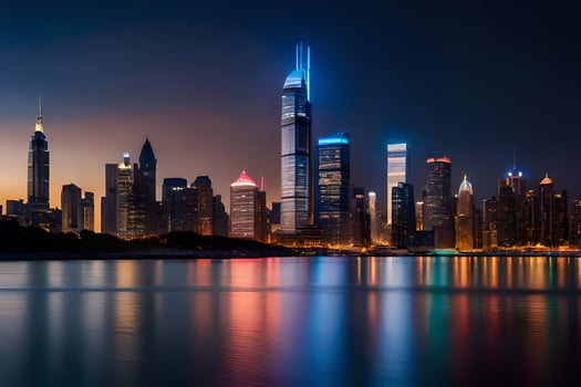 the chicago skyline at night. AI-Generated photo