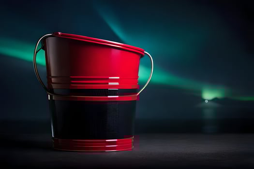 a red bucket with a light in the background. AI-Generated photo