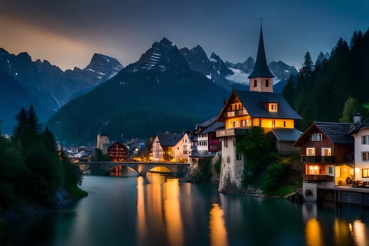 the town of hallstatt, austria. AI-Generated photo