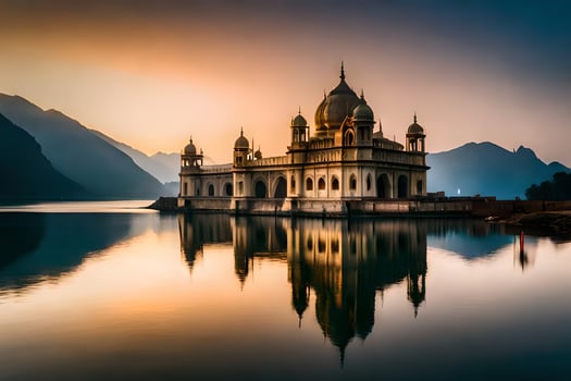 the beautiful palace in india at sunset. AI-Generated photo