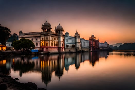 the palace of amritsar at sunset. AI-Generated photo
